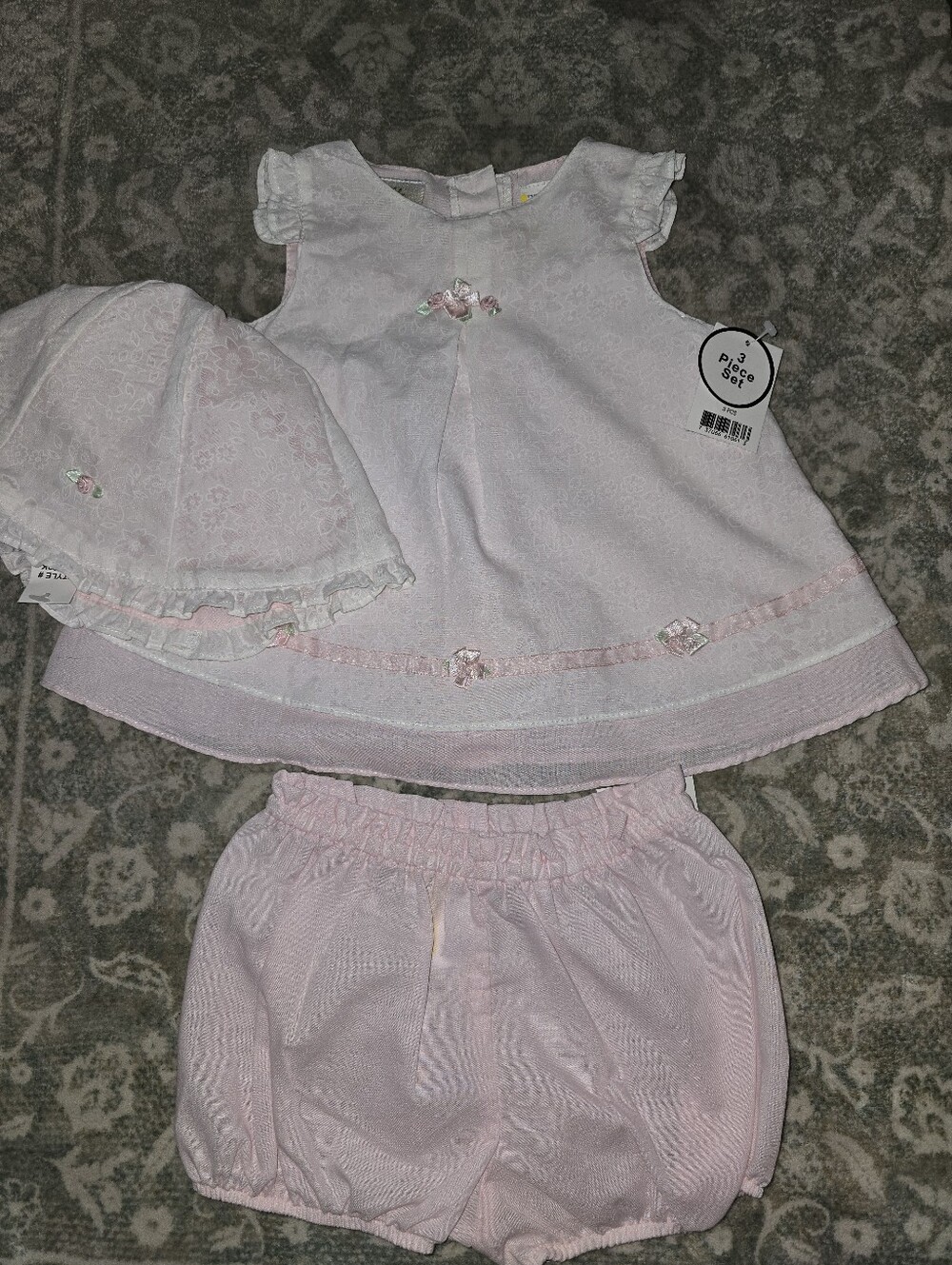 NWT Little Bitty Vintage Style 3pc Pink Dress Set 6-9M